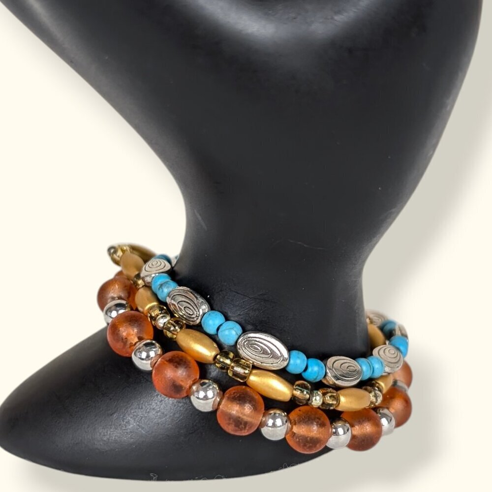 Set of 3 Colourful Beaded Stretch Bracelets